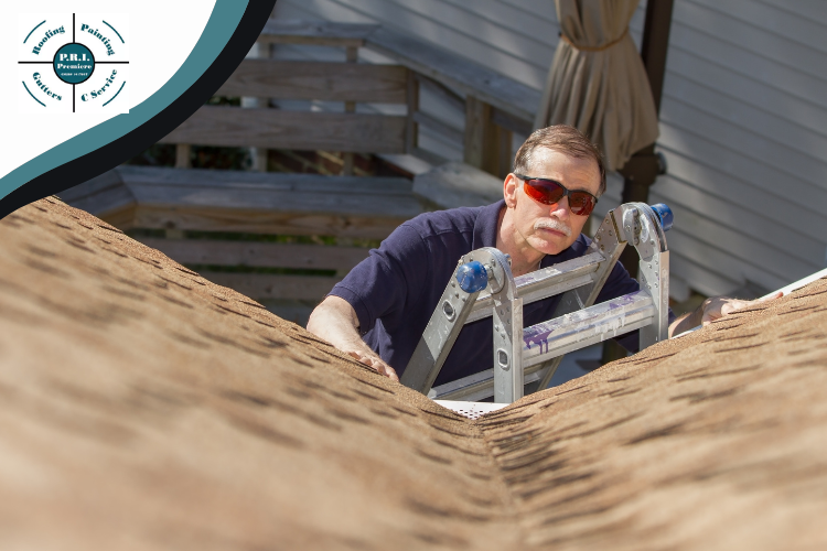 Homeowner inspecting energy-efficient roof