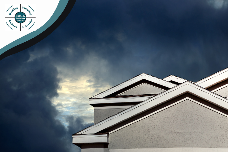 San Ramon skyline with a stormy backdrop, epitomizing the urgent need for roof leak repair.