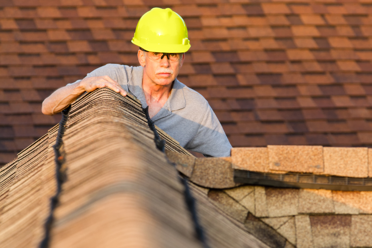 Walnut Creek roofing contractor assessing storm damage on a roof