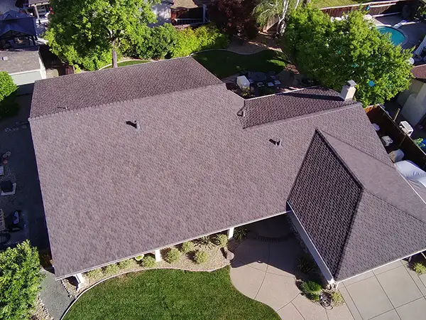 New shingles installed on large roof